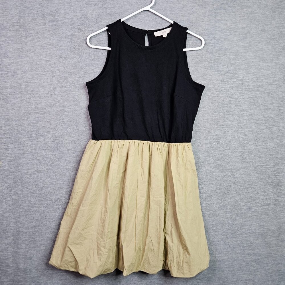 Loft By Ann Taylor Women's Mixed Media Bubble Hem Mini Dress Sz MP NEW